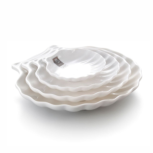 Vajilla de <span class=keywords><strong>melamina</strong></span> blanca con forma de concha, suministro de fábrica de China, precio barato - Product Image 1