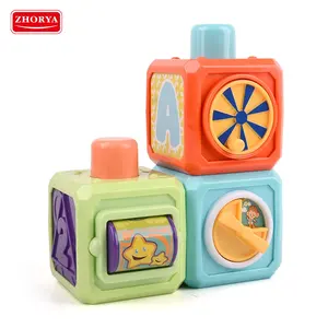 Multifunction stacking cube letter numbers square baby musical toy baby educational toys children with music button