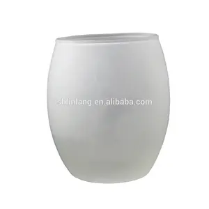 Linlang Großhandel Bulk Frosted Oval Shaped Glas Kerzenhalter Milchglas Kerzen glas