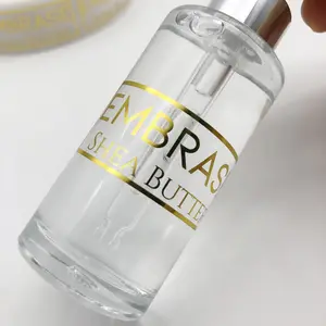 Logo personalizzato stampato trasparente impermeabile etichetta di bottiglia di lusso lamina d'oro fustel adesivi per cosmetici