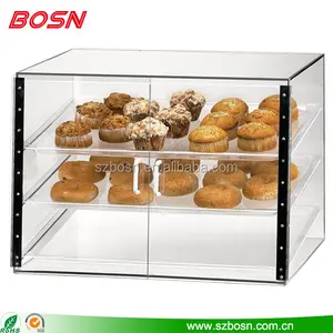 Besar kualitas tinggi acrylic bakery display showcase digunakan untuk dijual