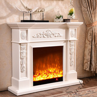 Cheminée électrique autoportante moderne à LED blanche antique avec insert en pierre, télécommande et chauffage pour intérieur