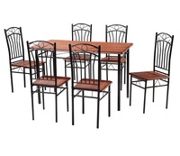 Juego de Comedor de 6 Sillas y 1 Mesa, Juego de Mesa de Comedor con Tapa de Melamina para Comedor, Muebles para el Hogar