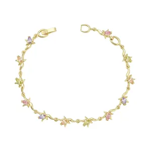 74906 Factory price hot sale lady jewelry fashion style simple design flower shape bracelet with color gemstone