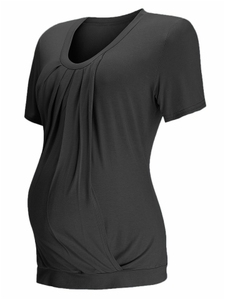 KY vente en gros à manches courtes col en V 2021 maternité t-shirt couleur unie froissé conception <span class=keywords><strong>allaitement</strong></span> haut d'<span class=keywords><strong>allaitement</strong></span> t-shirt - Product Image 6