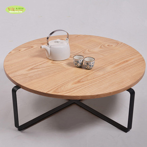 Mobili per la casa in stile rustico <span class=keywords><strong>tavolino</strong></span> rotondo in legno massiccio/francese di quercia bianca di caffè tavolo con base in metallo - Product Image 2