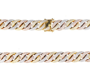 <span class=keywords><strong>Mlle</strong></span> bijoux 14 <span class=keywords><strong>k</strong></span> chaîne en or conception glacé chaîne de lien cubain or conceptions - Product Image 2