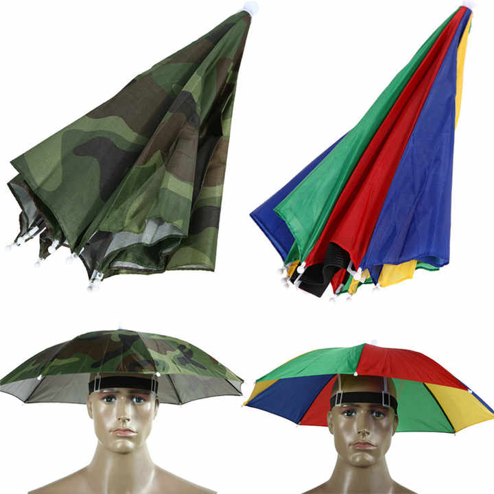 Cheap Folding Custom logo Printed Advertising Head Hat Shape Umbrella