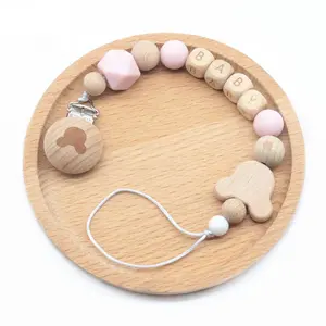 Perles de Silicone Bébé Jouer Gym Jouet Bébé Cintre En Gros Silicone Anneau De Dentition En Bois