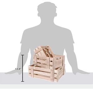 Caisse de rangement décorative en bois, lot de 3 bois naturel, parfait pour un arrangement Floral, un salon ou un mariage Vintage - Product Image 5