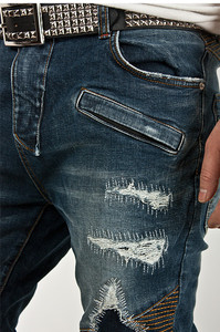 OEM Jeans motard bleu skinny en denim pour homme 066 - Product Image 4