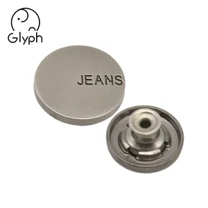 Botón y remaches de metal para Vaqueros, con logotipo personalizado, de plata cepillada a la moda