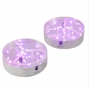 RGB Color Changing Round Uplighter Remote Controlled 4 inch Vase LED Light Base for Wedding Centerpieces Decoration