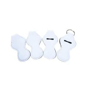 For sublimation neoprene blank white chapstick holder keychain lip balm holder