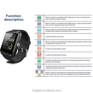 qwd u8 ذكية ووتش ووتش الذكية متعددة-- أبل ios lauguage للتعديلتناسب الروبوت كاميرا النائية مشغل mp3 عداد الخطى - Product Image 1
