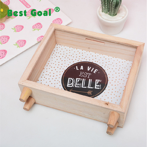 Wholesale wooden coin money boxes with handle