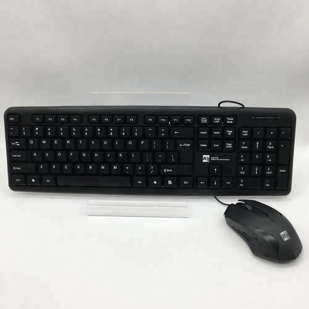 R8 teclado mais barato teclado e mouse, combo de computador, mouse com fio e teclado, conjunto de escritório