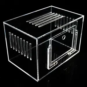 Nhà Máy Bán Buôn Tùy Chỉnh Trong Suốt Thời Trang Hàng Đầu Nhà Cung Cấp Hiện Đại Stylish Acrylic Cage Cho Pet Acrylic Bird Feeing Lồng