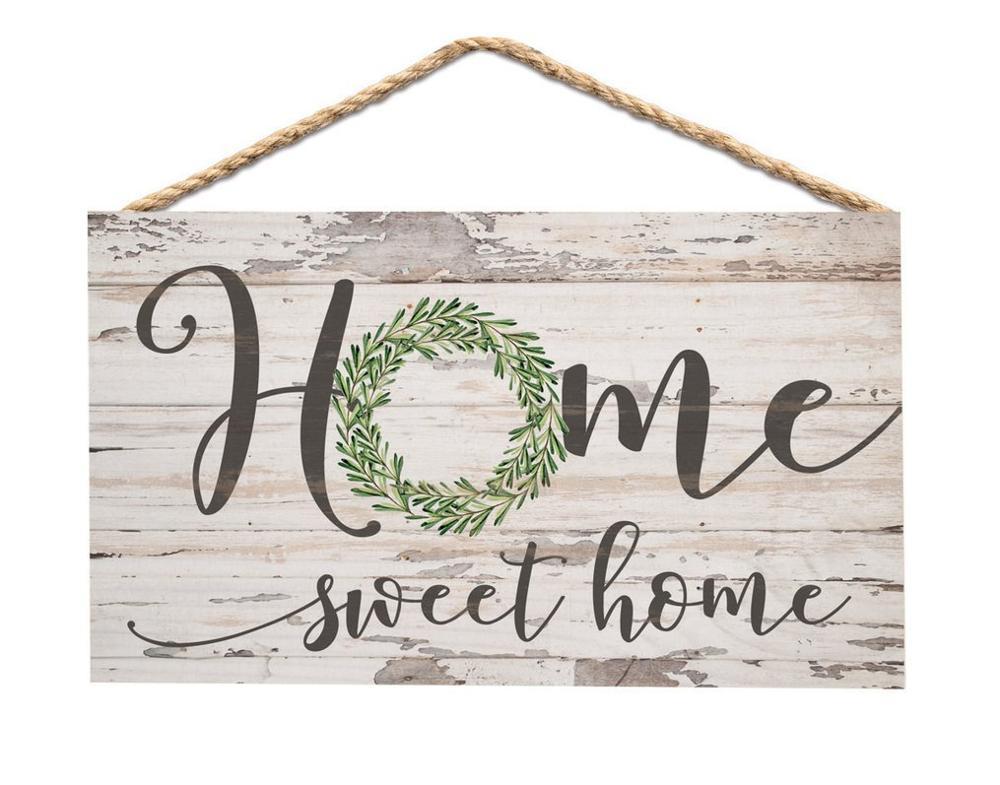 Whitewash Handmade Painted Rustic Wood Wall Hanging Sign Home Sweet ...
