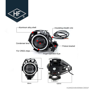 Faro de motocicleta <span class=keywords><strong>U7</strong></span>, con ojo de Ángel, Ojo del diablo, foco de motocicleta, luz LED - Product Image 4