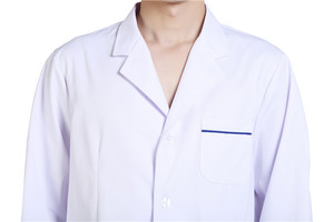 Blouse médicale d'hôpital pour femme, blouse <span class=keywords><strong>de</strong></span> laboratoire Songxin, logo personnalisé, en polycoton 50 % tissé respirant, unisexe, avec boutons, blanche - Product Image 4