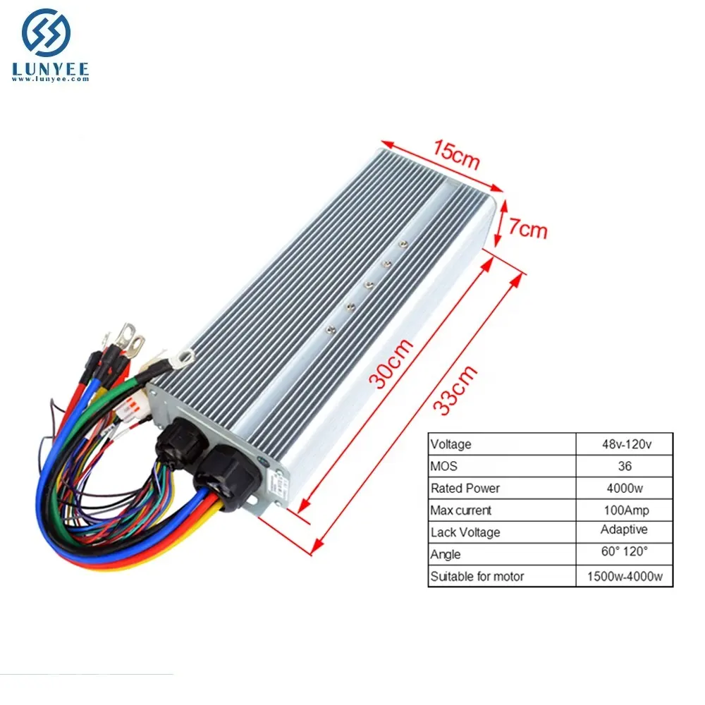 Ebike Controller48v 60V72V84V96V120V 4000W ฮับมอเตอร์คอนโทรลเลอร์,4kw 36MOS ปัจจุบัน100Amp Corrente Bicicleta รถจักรยานยนต์ไฟฟ้า