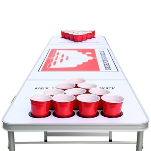 Mesa de beerpong plegable directa de fábrica, mesa de beerpong plegable portátil de 8 pies, mesa minimalista de aluminio para exteriores - Product Image 3