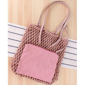 <strong>Raffia</strong> Net Crochet <strong>Raffia</strong> <strong>Tote</strong> Bag, Summer <strong>Tote</strong> Straw Mesh Bag, Handcrafted Net Shoulder Bag - Product Image 4