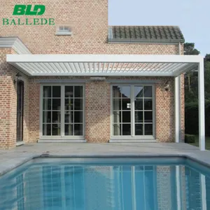 Garden Gazebos Garden Building Aluminum Pergola Roof Louver Garden Pavilion Gazebo Outdoor 3x4 With Glass Sliding Door