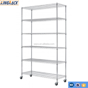 6 Tier Layer Shelf Adjustable Wire Metal Shelving Sliding office wire racking Industrial storage wire shelving