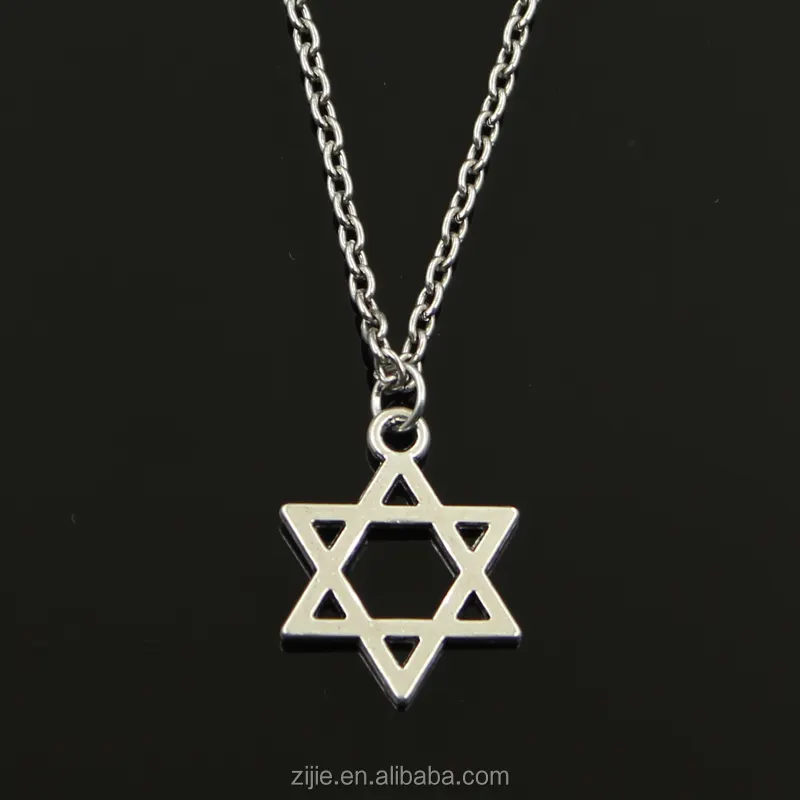 ใหม่แฟชั่นเงินทิเบตจี้ Star Of David Shield HexagChoker Charm สั้นยาว DIY สร้อยคอโรงงานราคาเครื่องประดับทำด้วยมือ