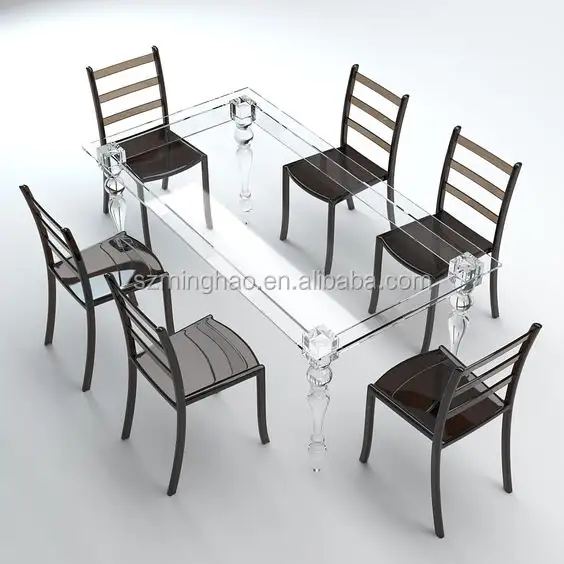 Commercio all'ingrosso della fabbrica plexiglass mobili acrilico tavolo da pranzo set
