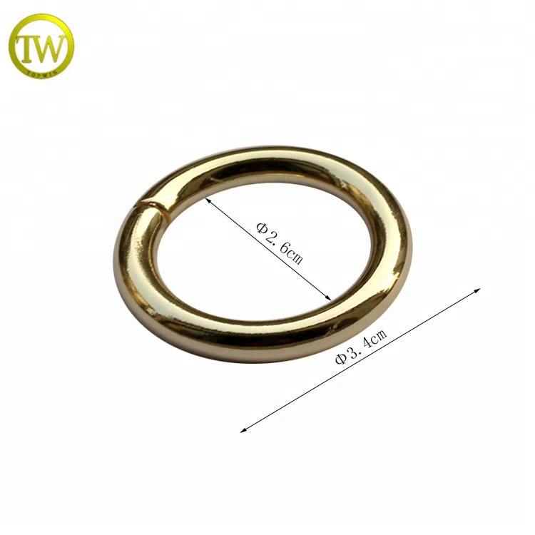 Gold color round metal circles custom bag parts o ring buckle for bags strap