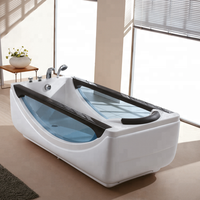 Bañera doble acrílica con revestimiento de vidrio, chorros de masaje de hidromasaje, bañera de spa para interiores de dos personas al aire libre, nuevos productos