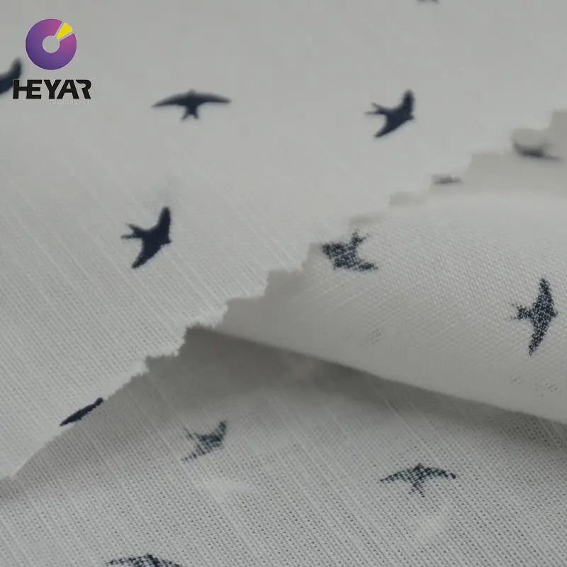 100 cotton BCI organic cotton fabric bird printed for summer shirt