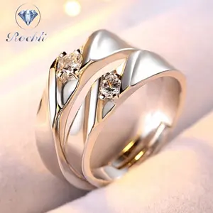 Wholesale High Quality Simple Design Single Zirconia Classic women Men's engagement wedding Ring