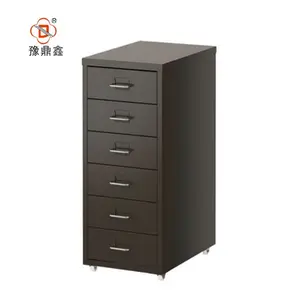popular factory direct sale black color office used metal 6 drawer movable cabinet