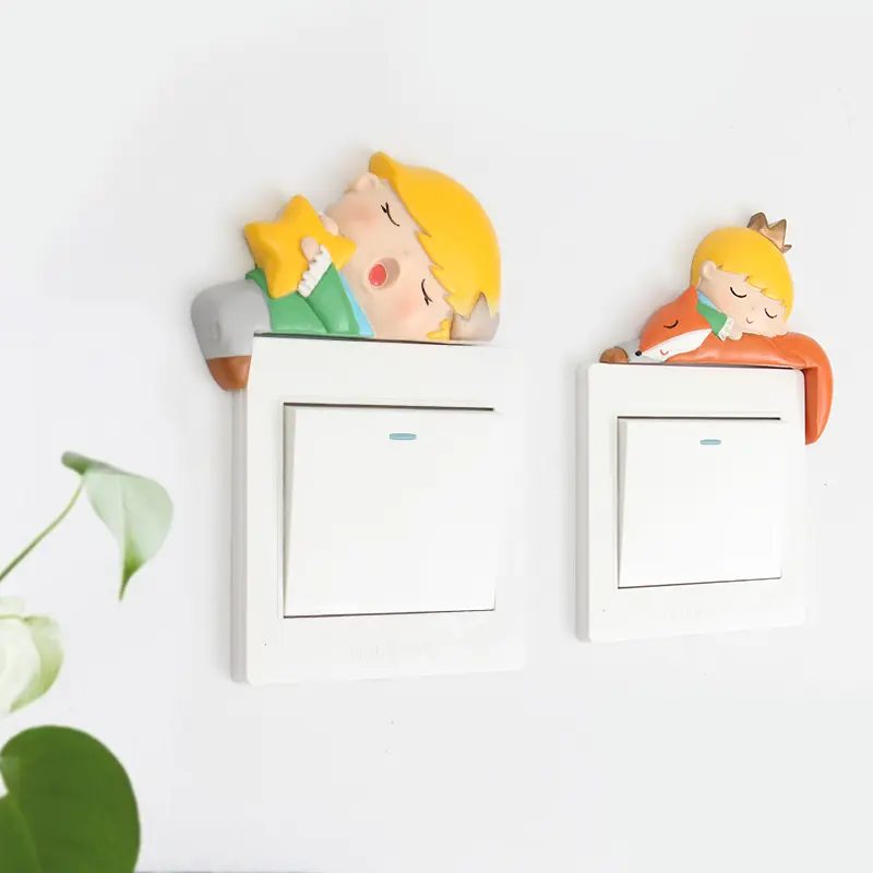 ROOGO Cartoon Fancy Little Prince Resin 3D Light Switch Decor Sticker Nursery Decoration