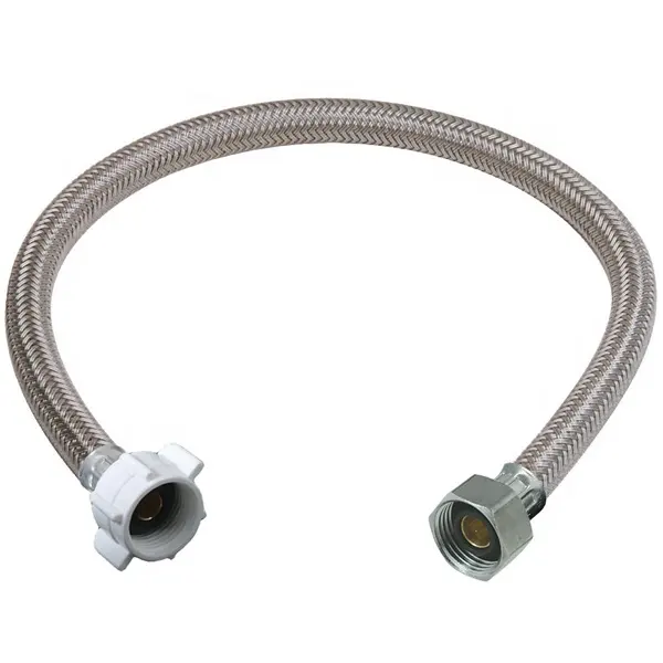 NZMAN Braided Stainless Hose,Black/White Toilet Supply Hose,F 1/2-Inch FIP by 7/8-Inch Ballcock by 12-Inch Toilet Connector