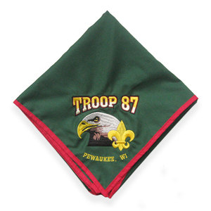 Écharpe de scout en <span class=keywords><strong>tissu</strong></span> polyester/coton/métallique, motif floral et léopard personnalisé, avec logo brodé, foulard - Product Image 1