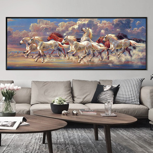 Wall Art Eight Running Horses Picture Digital Printed Crystal Porcelain Glass Painting per la parete del soggiorno - Product Image 5