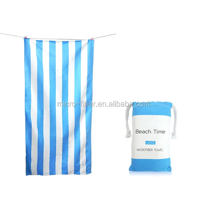 Stripe Sports Travel Beach TowelとBag Wholesale Custom Printed Dry Quickly Microfiber Gift Kitchen Airplane Woven Square