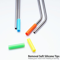 Pailles réutilisables en acier inoxydable sans BPA, ensemble de pailles en métal à boire, avec brosse et sac