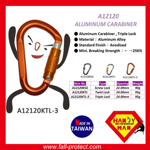 Triple Lock Light Easy Use Heavy Duty Aluminum Climbing Carabiner - Product Image 2