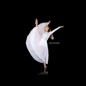 Allure Bianco Vestito di Paillette Valzer Rubinetto Lento Moderna Lyrical Danza Costumi di usura di ballo