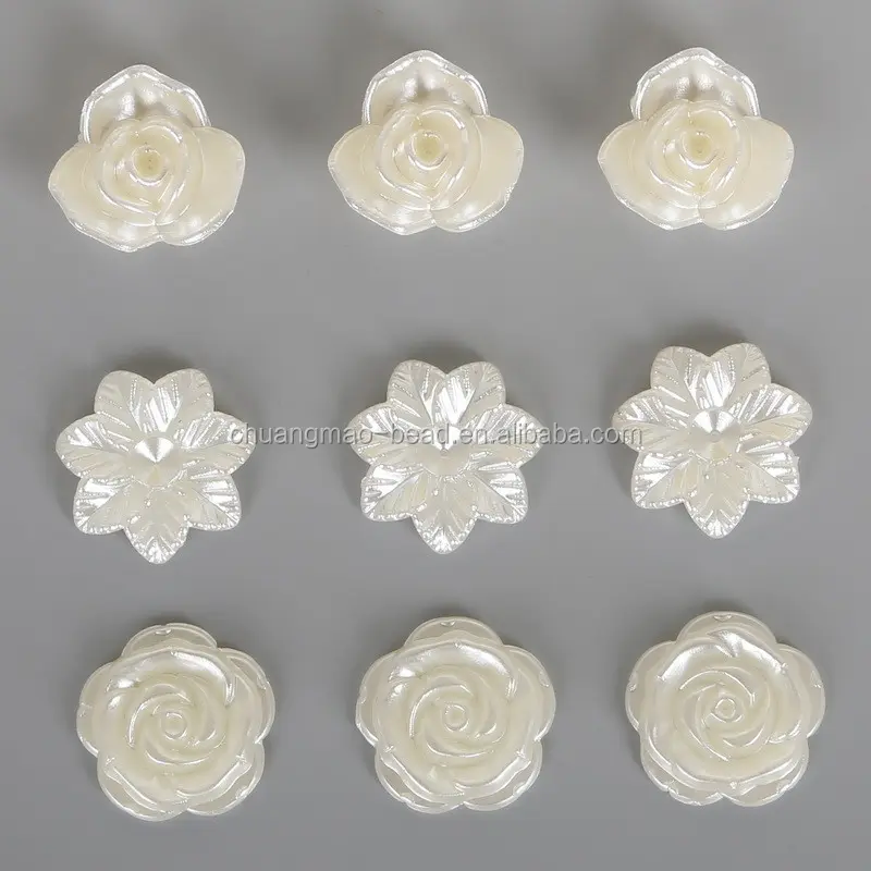 Demi-perles en forme de fleur ABS, 2018 pièces, imitation de perles, pour vêtements
