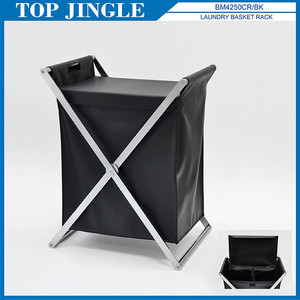 Panier à linge debout en tube métallique noir Rectangle Canvan Bag - Product Image 5