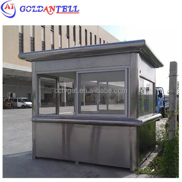 Prefabricated steel wheel movable kiosk house sentry box for toll parking site