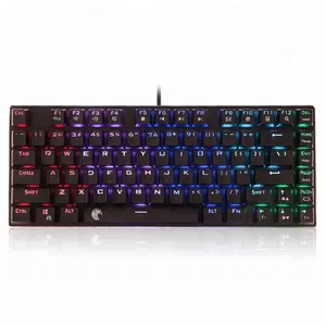Z88 Keyboard Mekanis, Keyboard Kompak Kecil 81 Tombol, RGB LED Backlit Hitam Sakelar