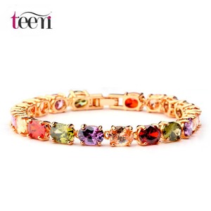 Vende Teemi caliente de la Navidad! Forma Oro 18KChampagne plateado Multicolor Water Drop AAA zirconia Piedra Mujeres pulsera nu - Product Image 1